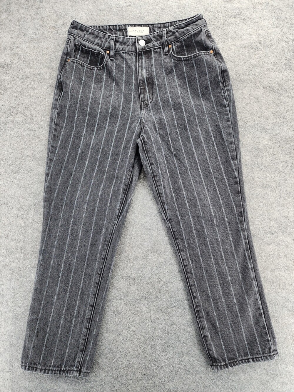Pacsun Jeans Womens 29 Mom Black Striped Denim High Rise 29x25"